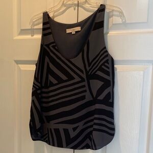LOFT Black and Gray Abstract Tank Top